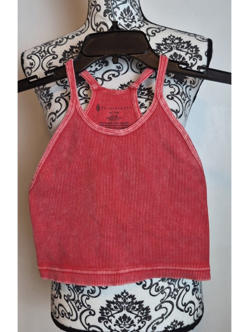 FP Movement Ribbed Racerback Crop Tank Top Women's Size M/L Coral